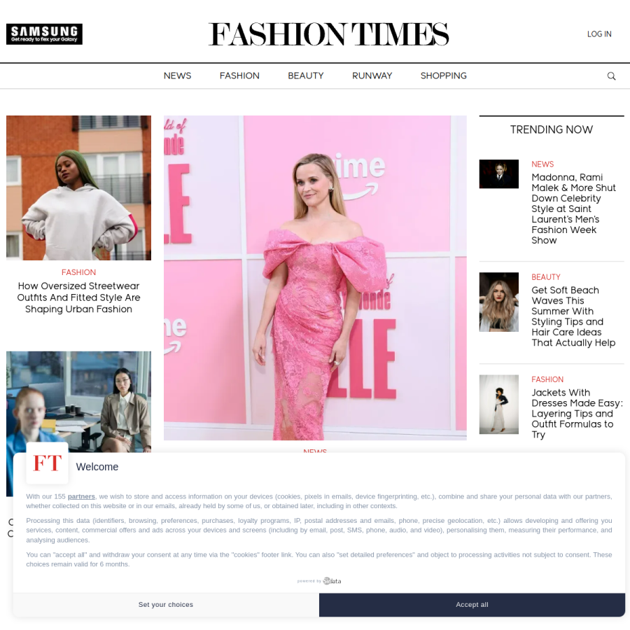 fashiontimes.com homepage screenshot