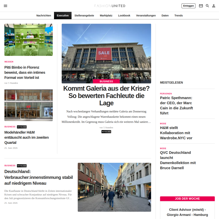 fashionunited.de homepage screenshot