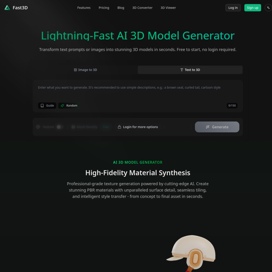 fast3d.io homepage screenshot