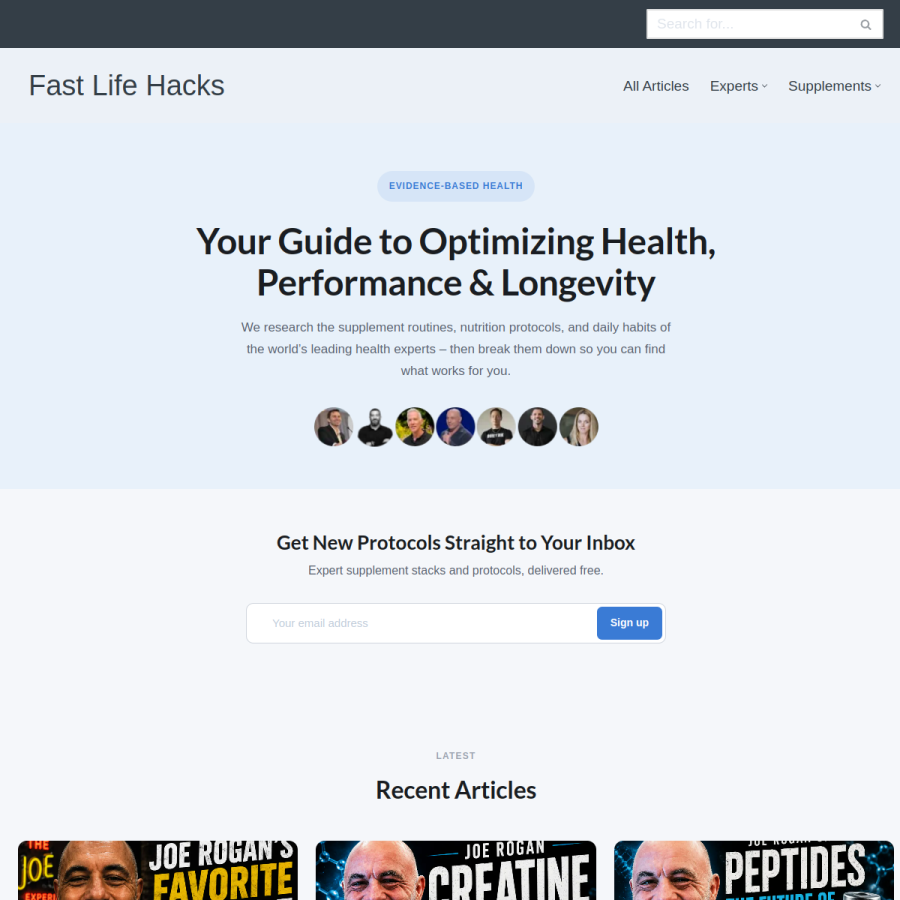 fastlifehacks.com homepage screenshot