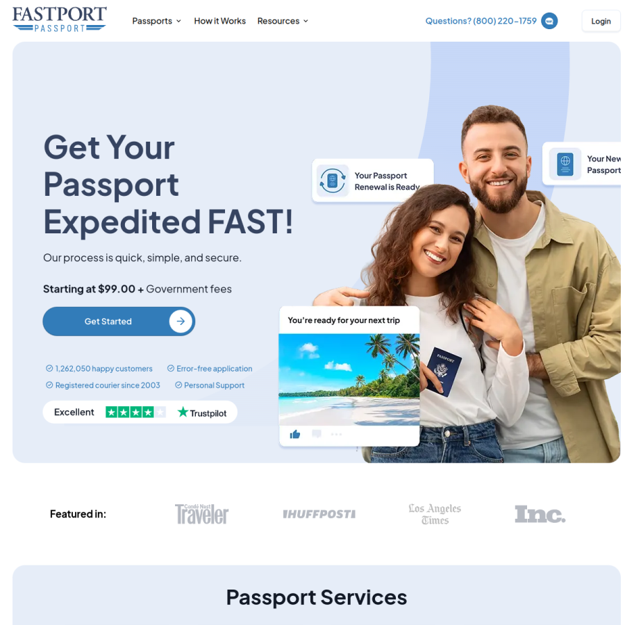 fastportpassport.com homepage screenshot