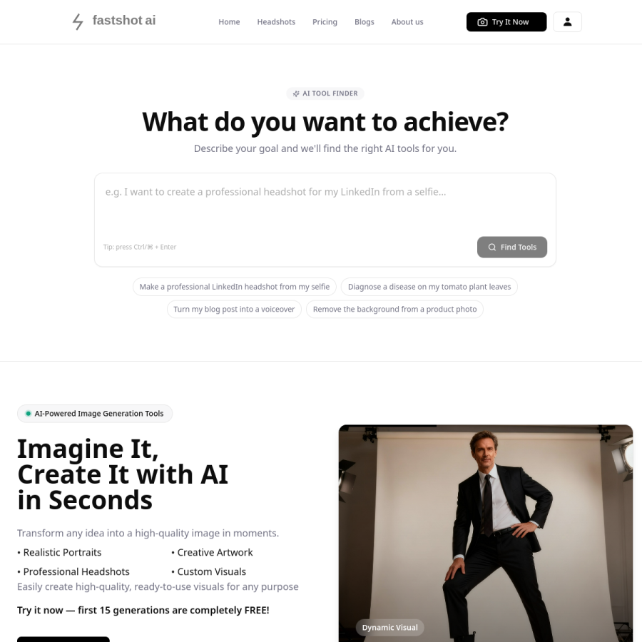 fastshotai.com homepage screenshot