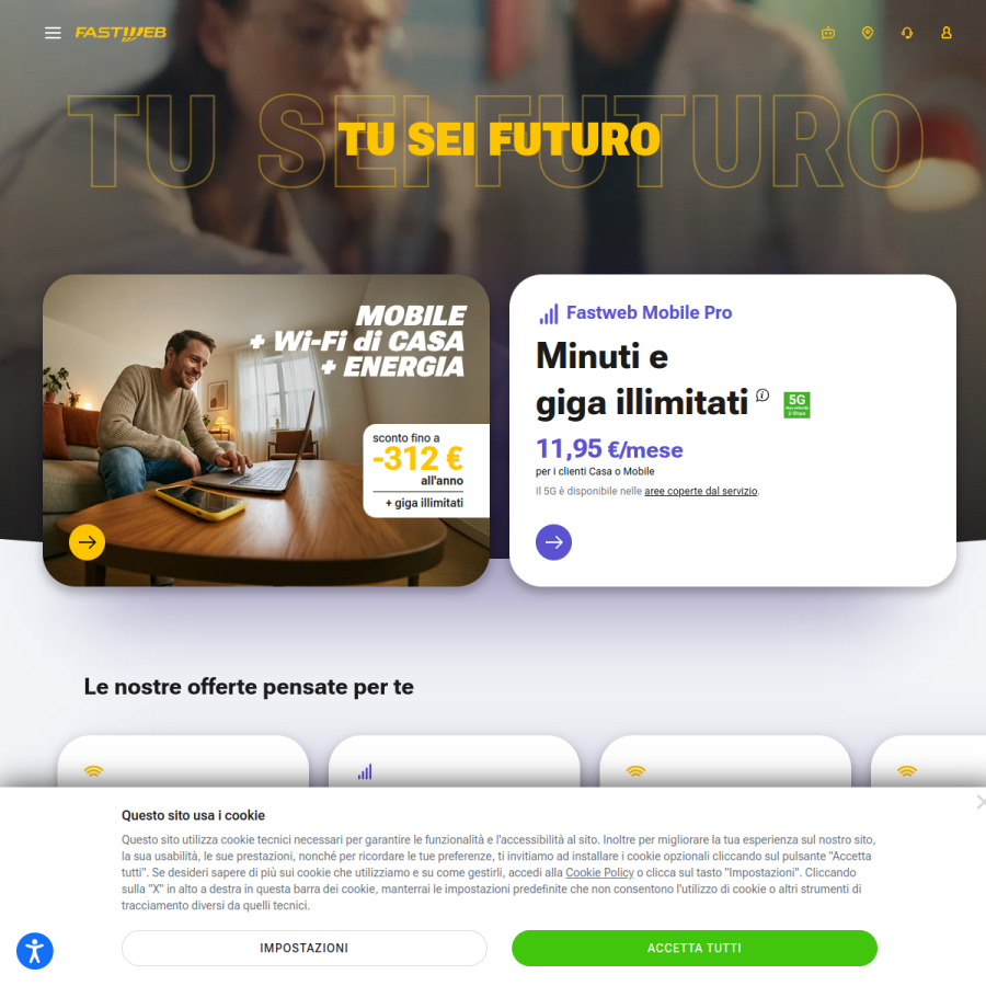 fastweb.it homepage screenshot