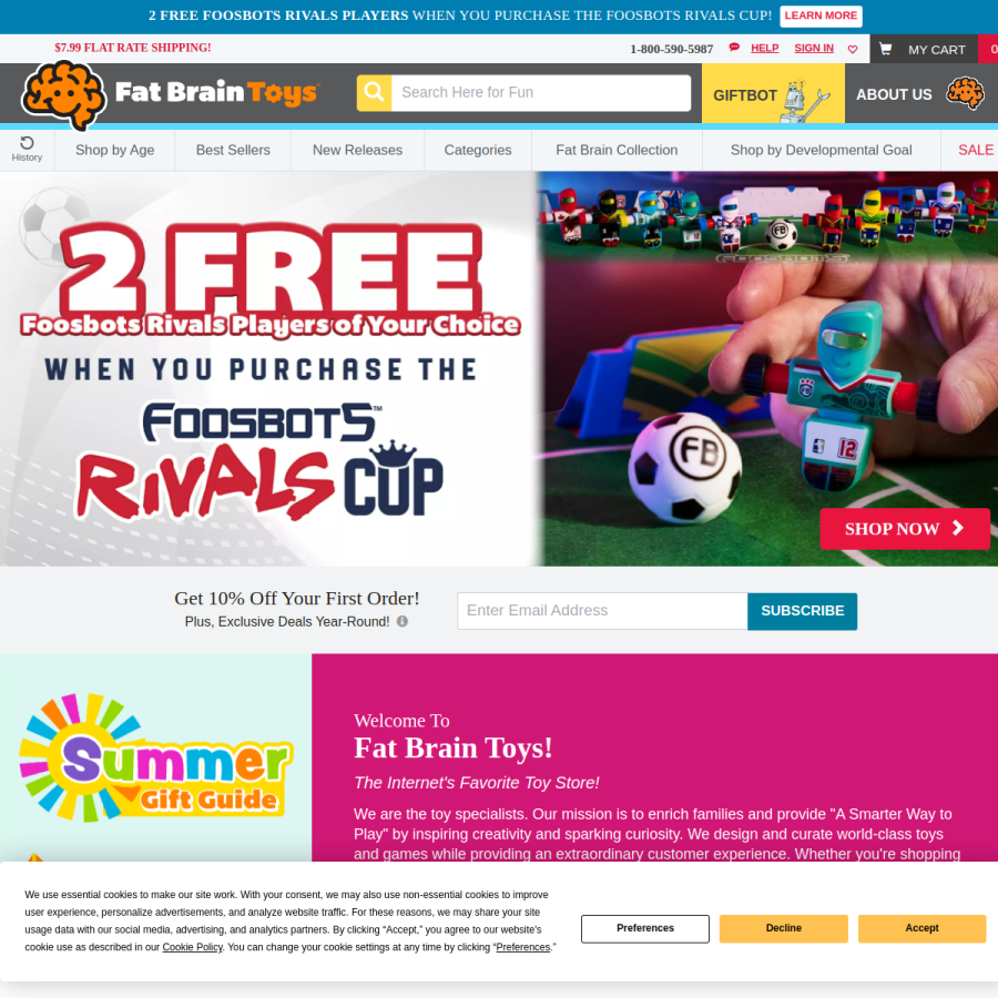 fatbraintoys.com homepage screenshot