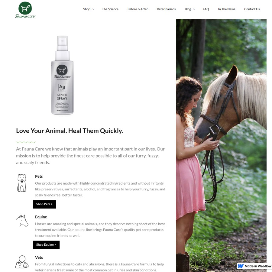 fauna-care.com homepage screenshot