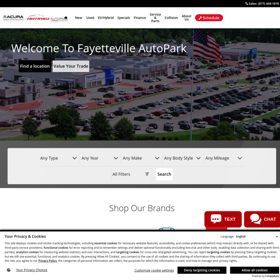 fayettevilleautopark.com homepage screenshot