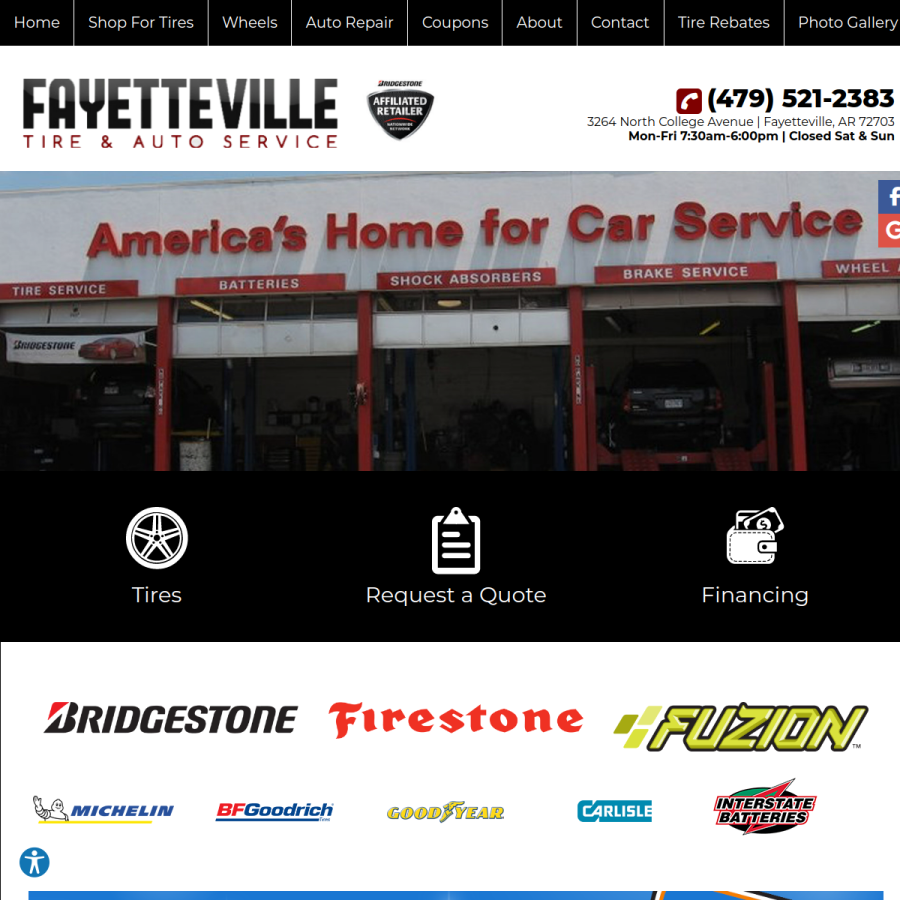 fayettevilletire.com homepage screenshot