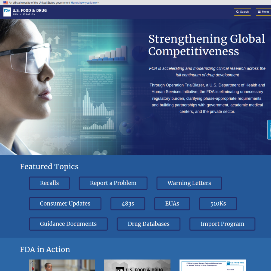 fda.gov homepage screenshot