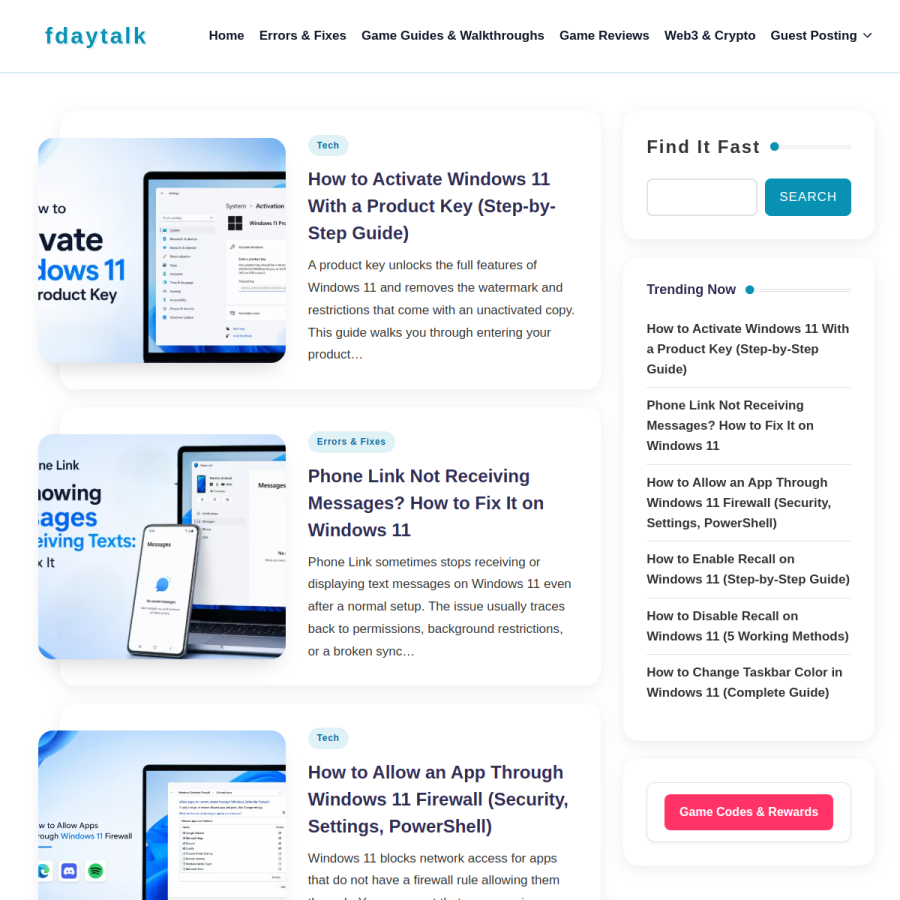 fdaytalk.com homepage screenshot