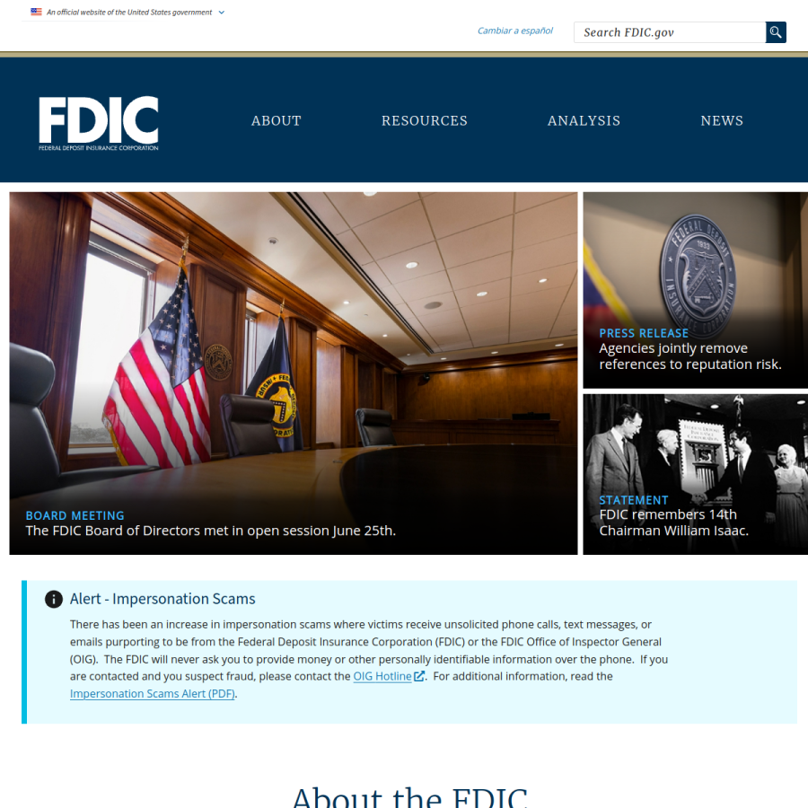 fdic.gov homepage screenshot