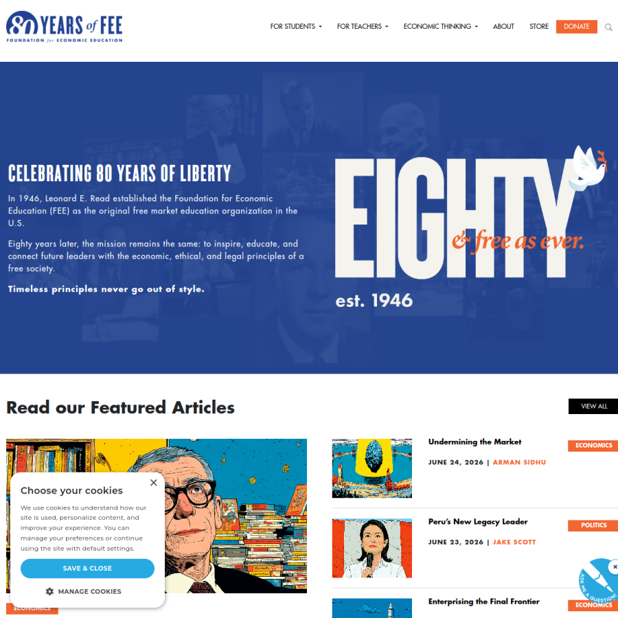 fee.org homepage screenshot