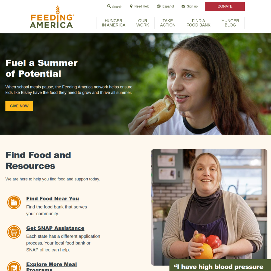 feedingamerica.org homepage screenshot