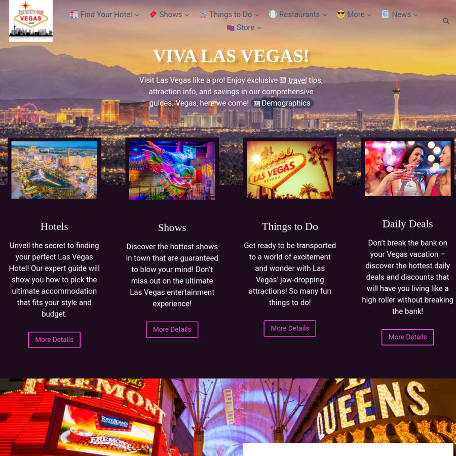 feelingvegas.com homepage screenshot