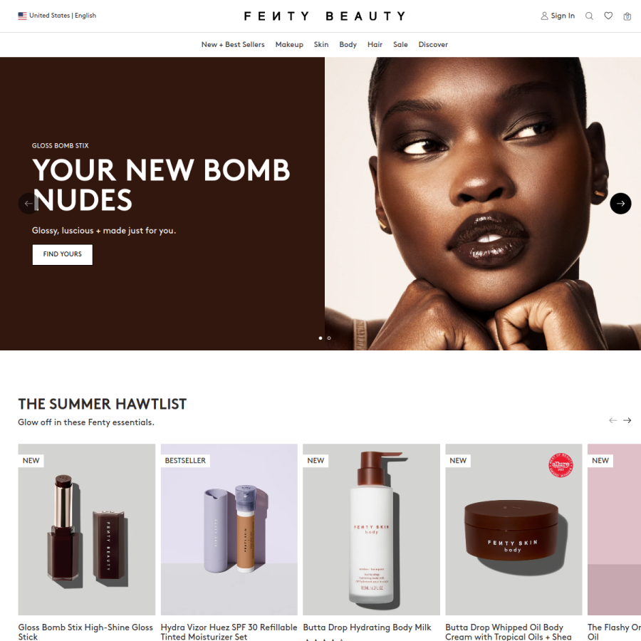 fentybeauty.com homepage screenshot