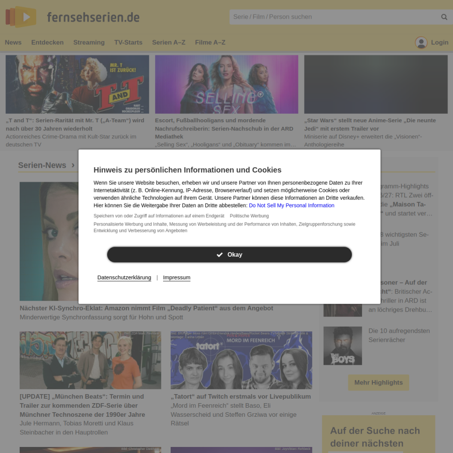fernsehserien.de homepage screenshot
