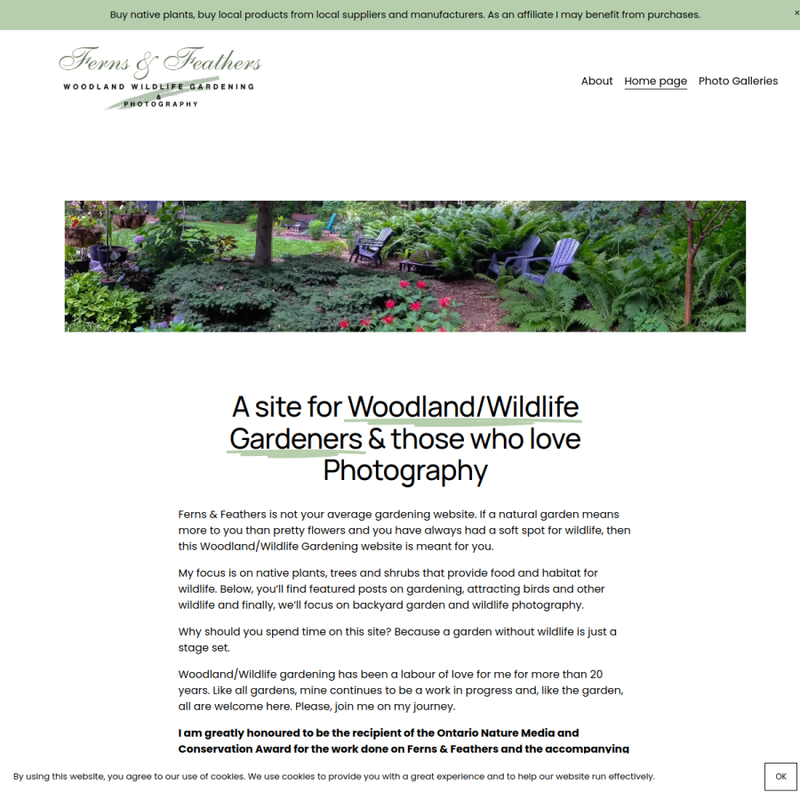 fernsfeathers.ca homepage screenshot
