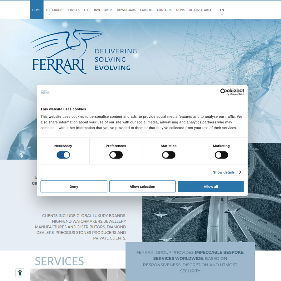 ferrarigroup.net homepage screenshot
