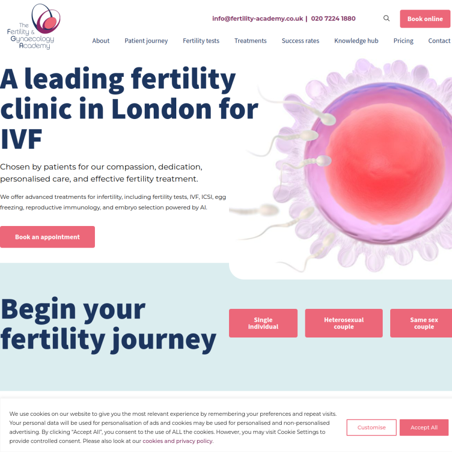 fertility-academy.co.uk homepage screenshot