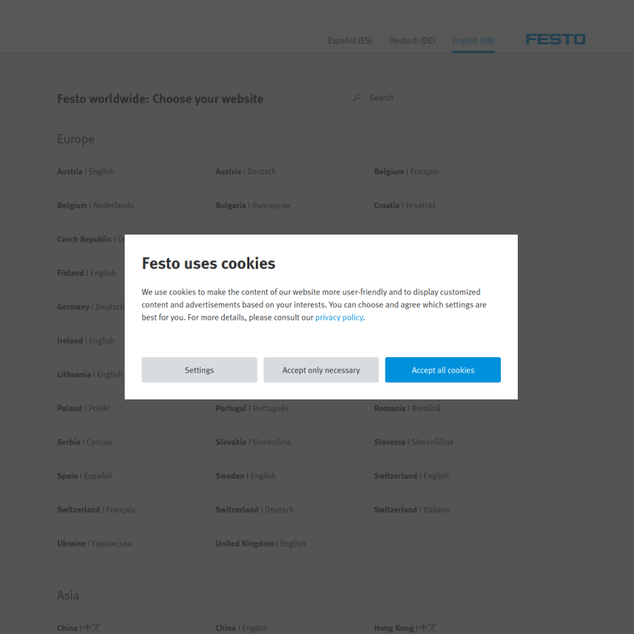 festo.com homepage screenshot