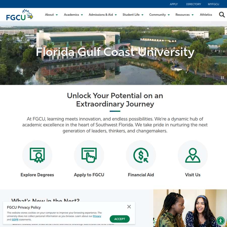 fgcu.edu homepage screenshot