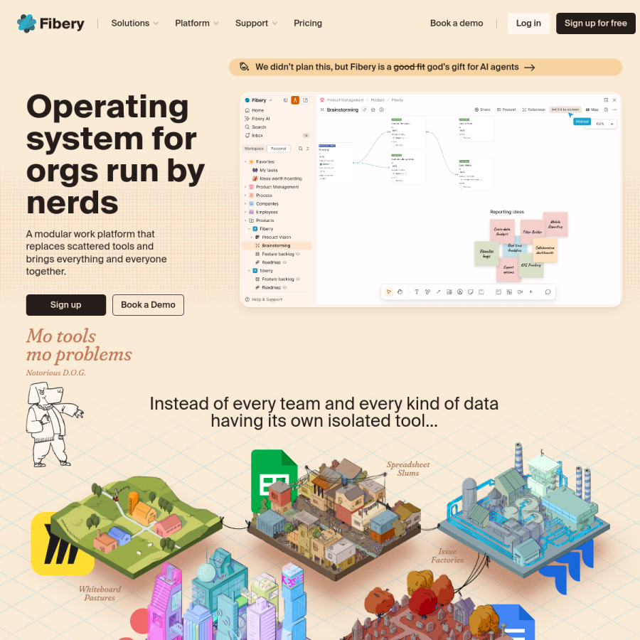 fibery.io homepage screenshot