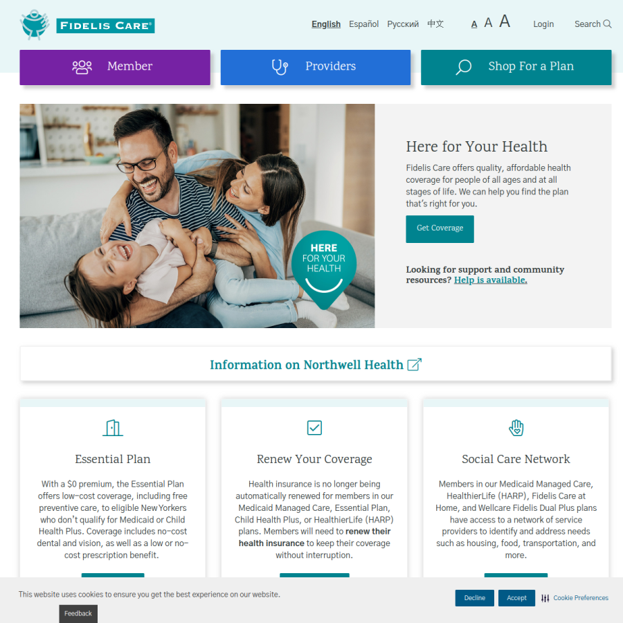 fideliscare.org homepage screenshot