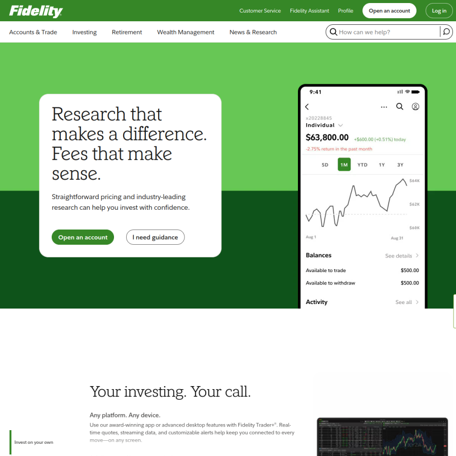 fidelity.com homepage screenshot
