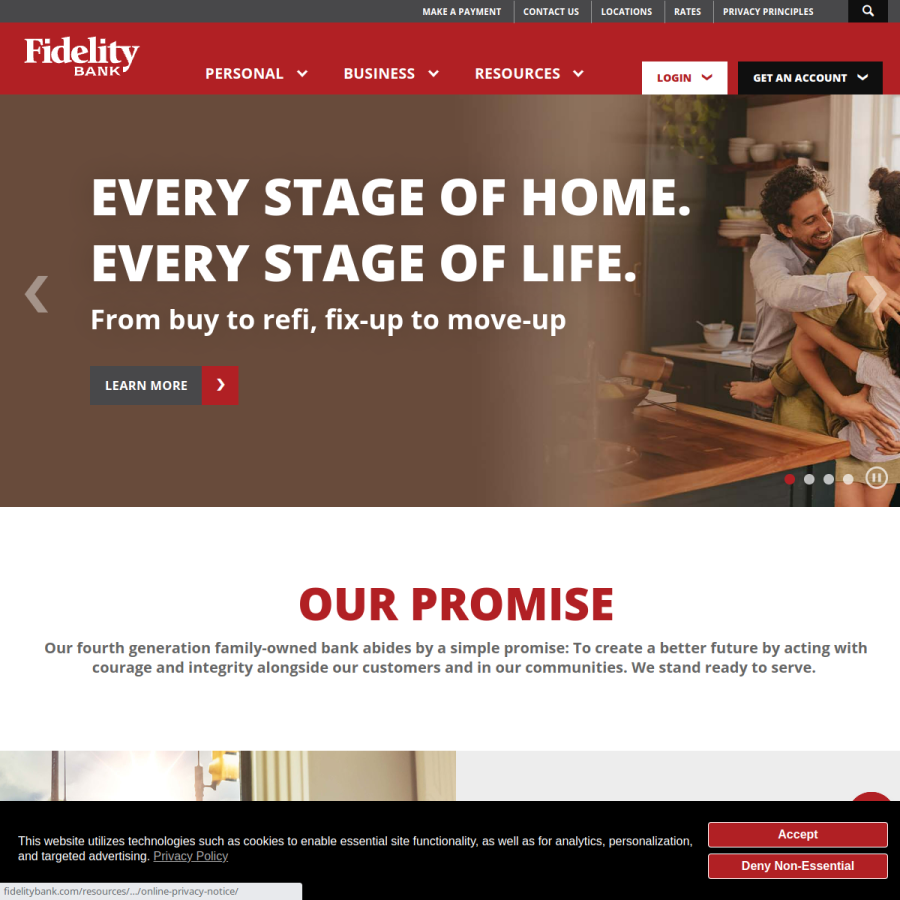 fidelitybank.com homepage screenshot