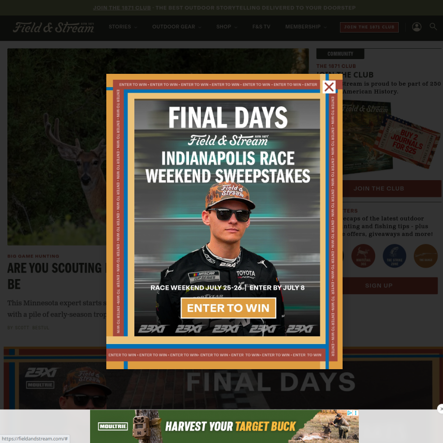 fieldandstream.com homepage screenshot