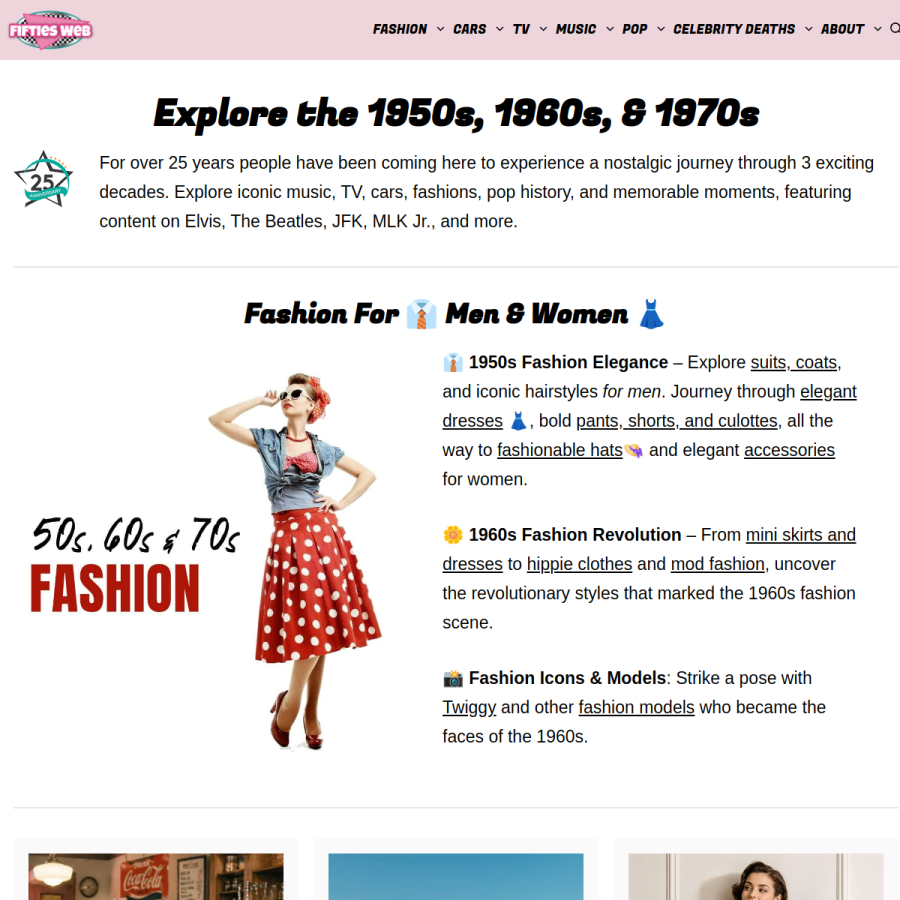 fiftiesweb.com homepage screenshot