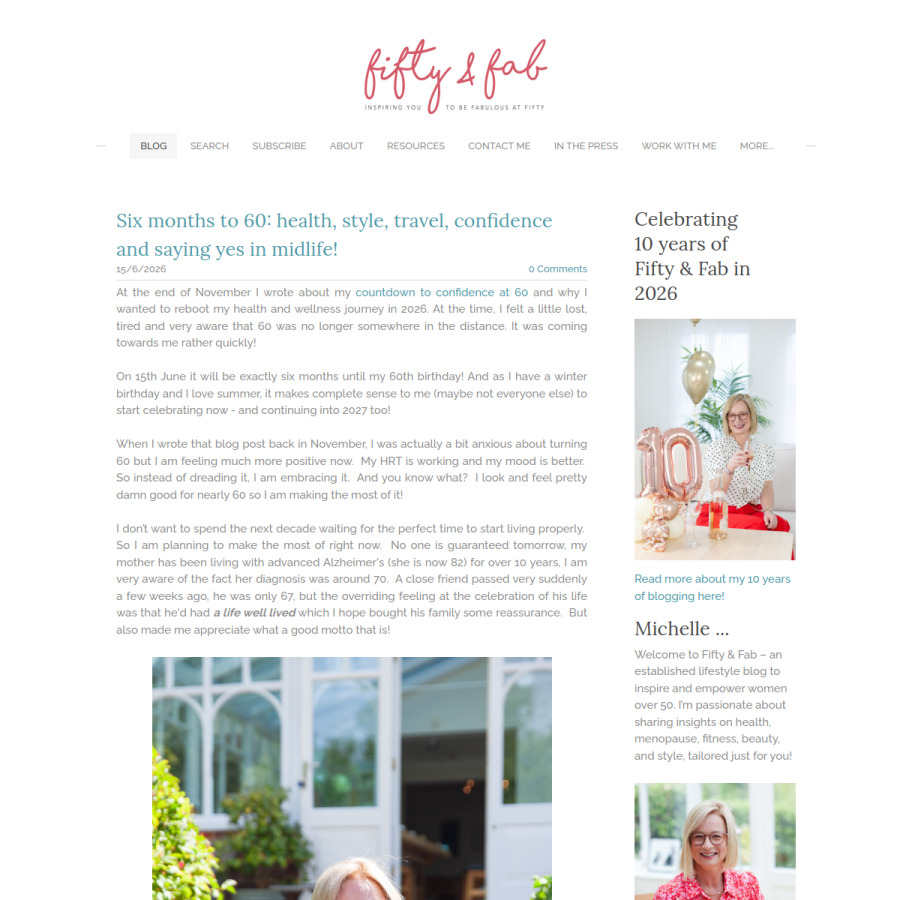 fiftyandfab.co.uk homepage screenshot