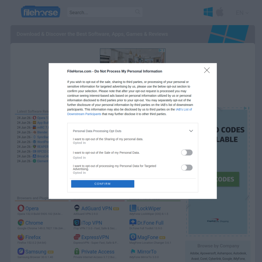 filehorse.com homepage screenshot