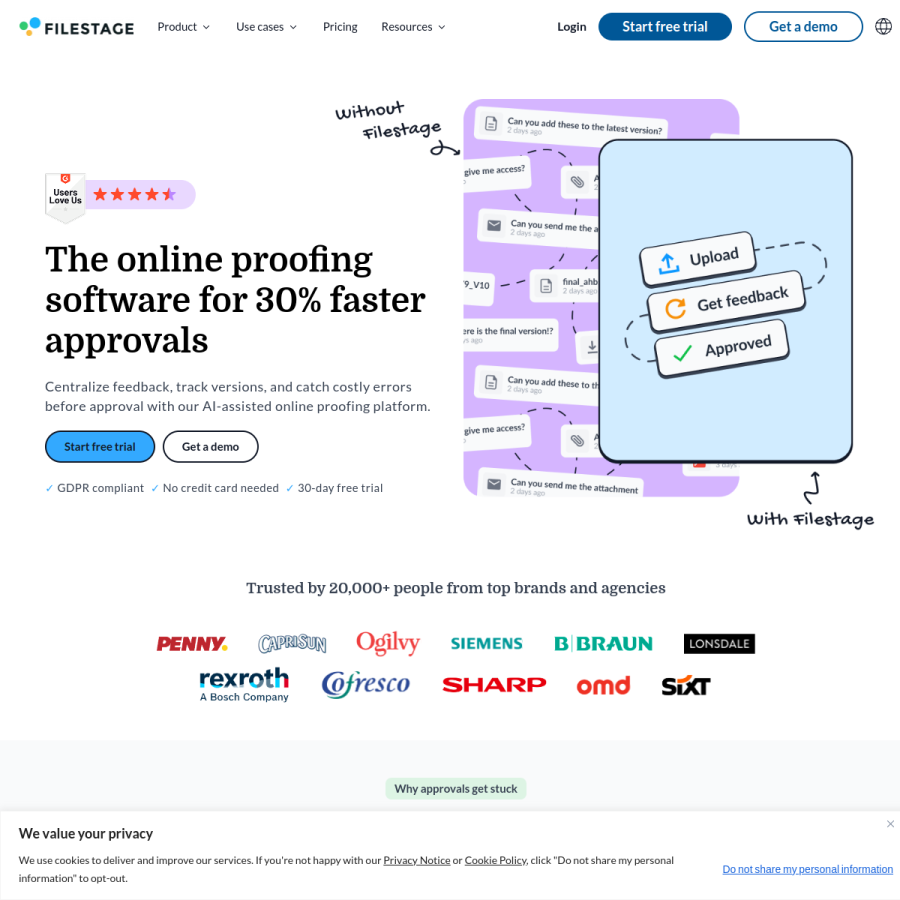 filestage.io homepage screenshot