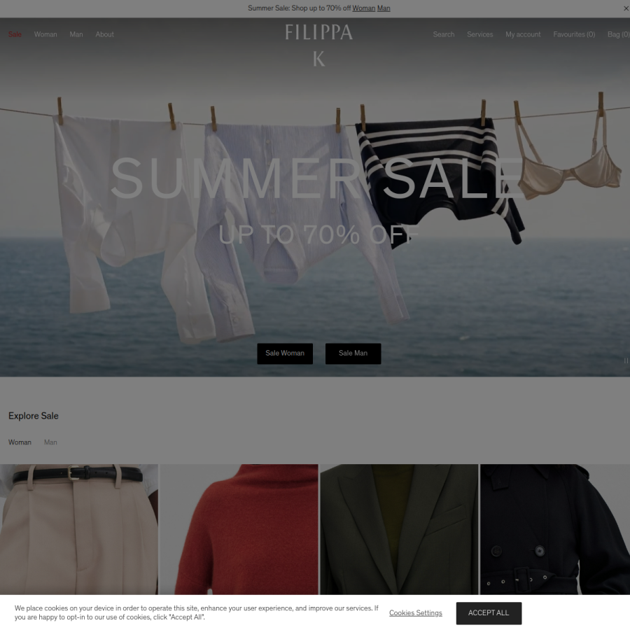 filippa-k.com homepage screenshot