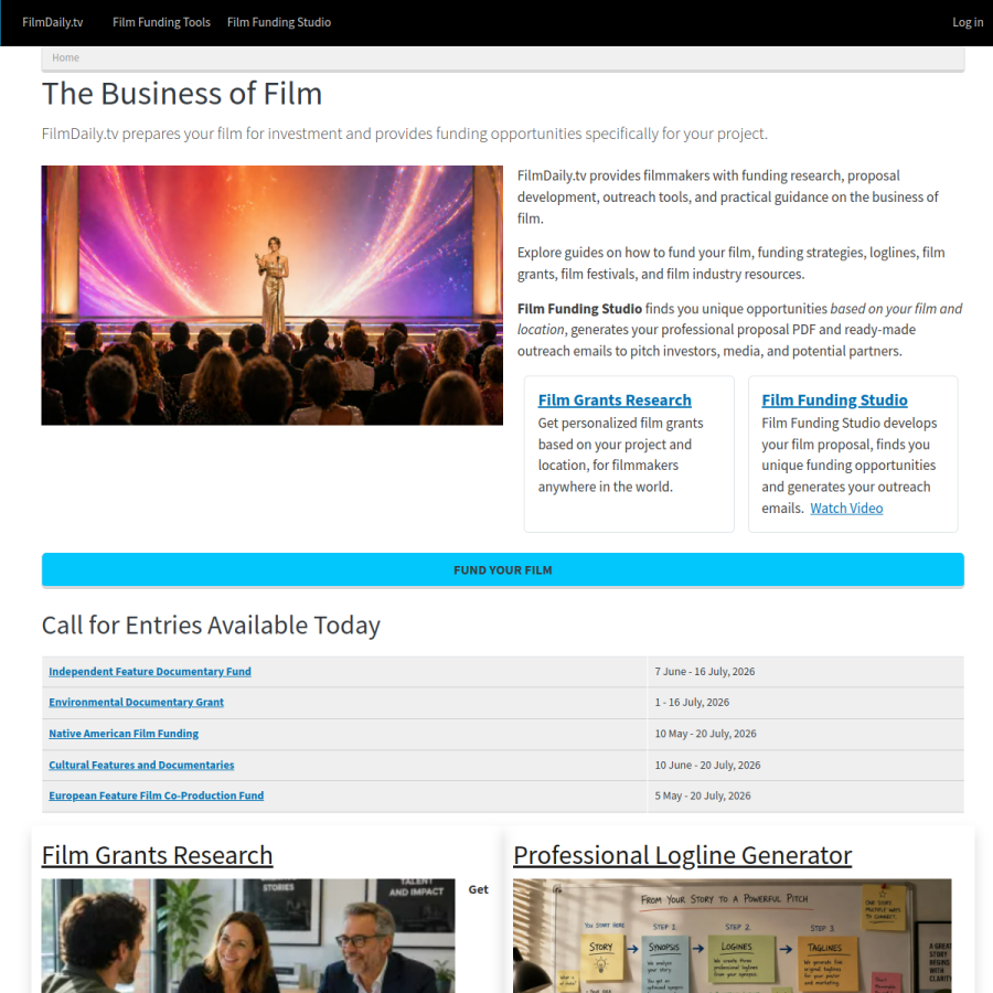 filmdaily.tv homepage screenshot