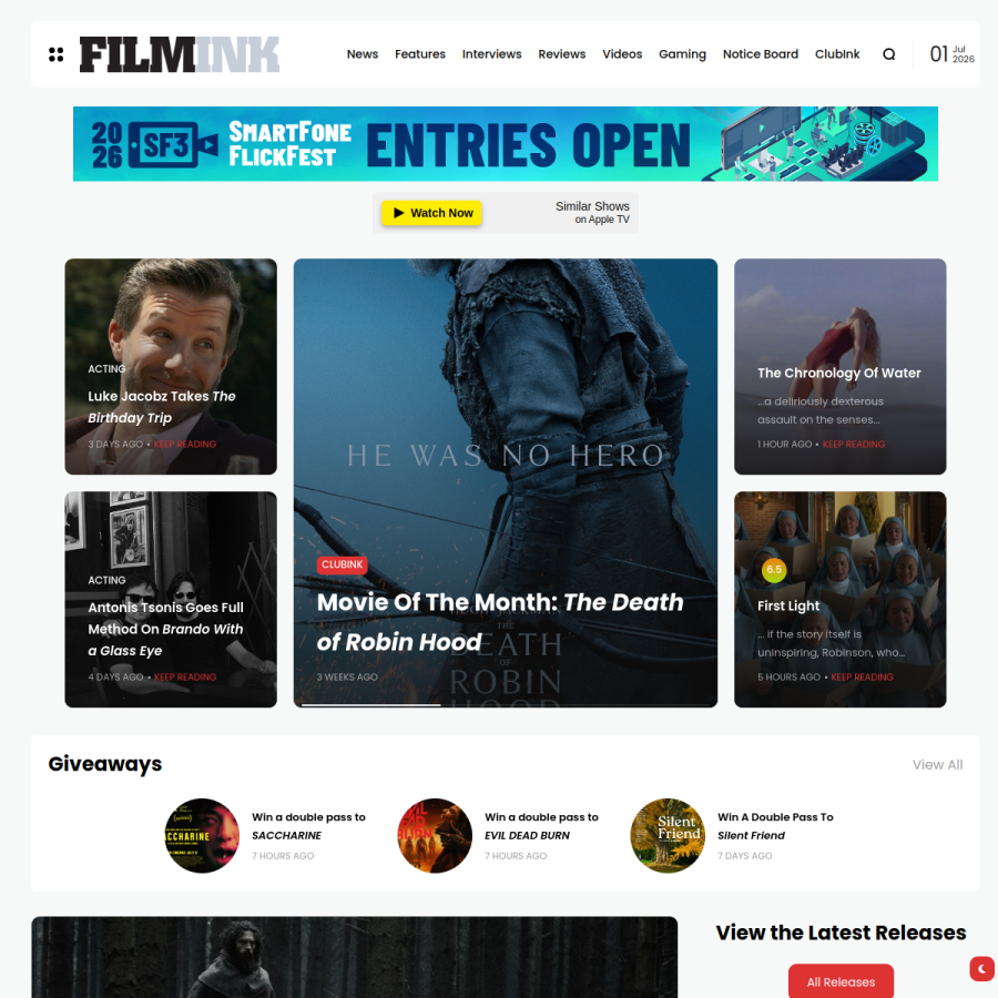 filmink.com.au homepage screenshot