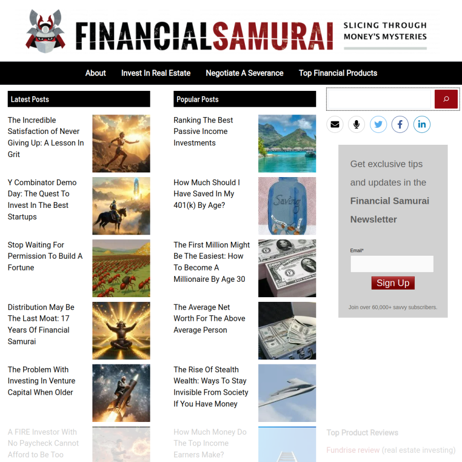 financialsamurai.com homepage screenshot