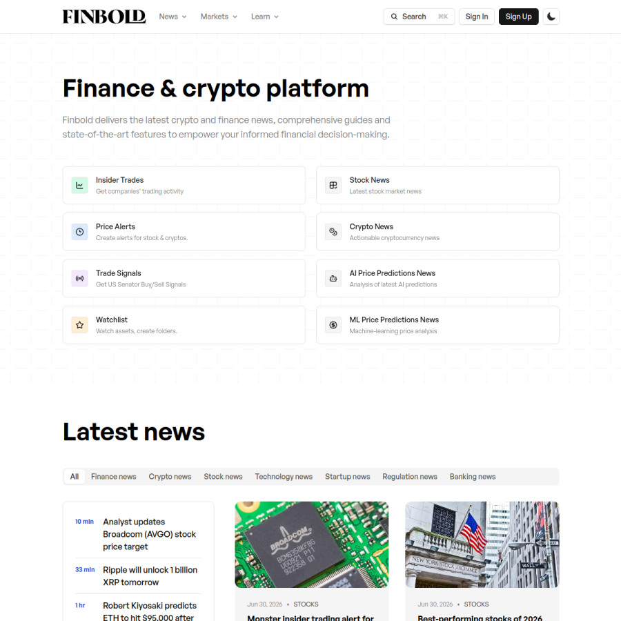 finbold.com homepage screenshot