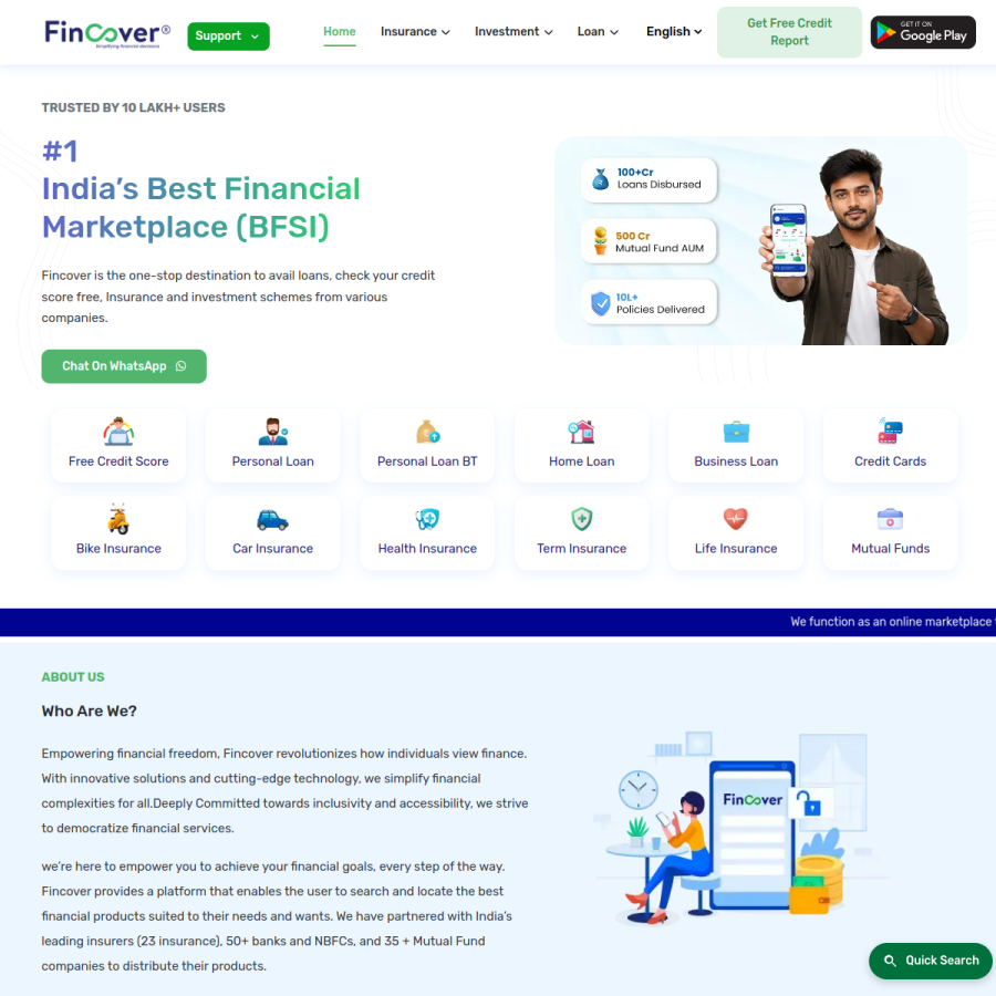 fincover.com homepage screenshot