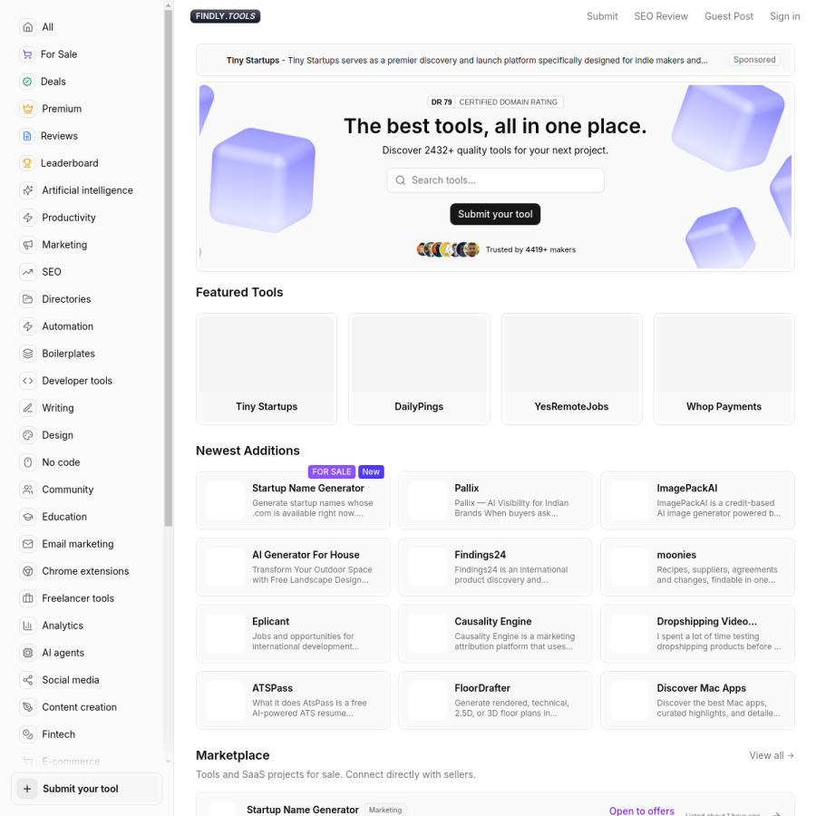 findly.tools homepage screenshot