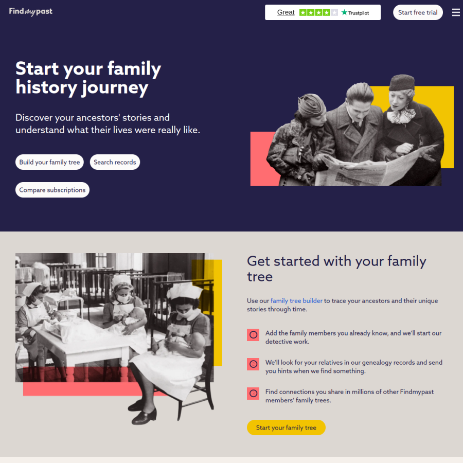 findmypast.co.uk homepage screenshot