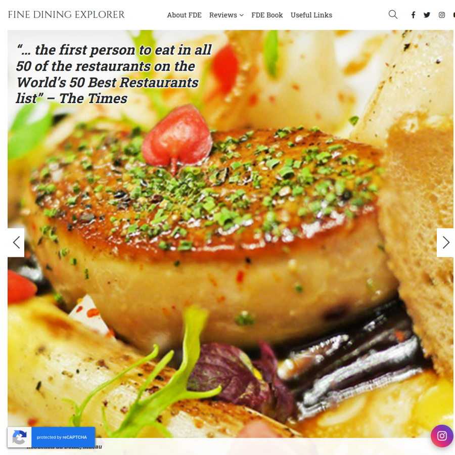 finediningexplorer.com homepage screenshot