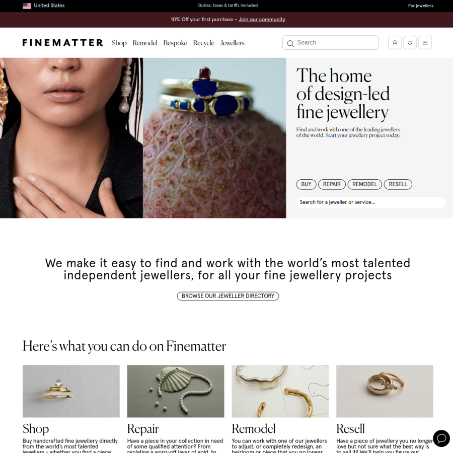 finematter.com homepage screenshot