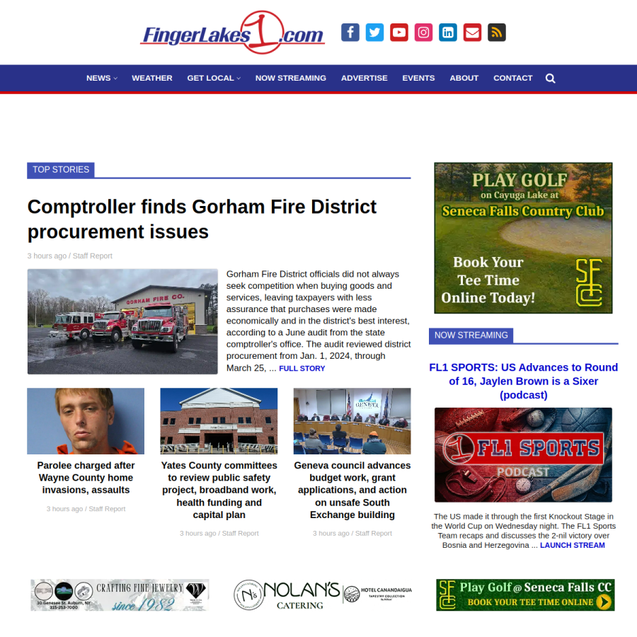 fingerlakes1.com homepage screenshot