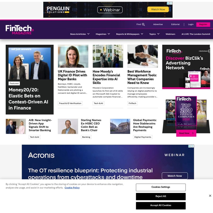 fintechmagazine.com homepage screenshot