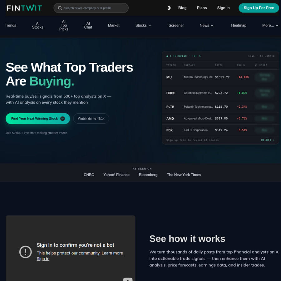 fintwit.ai homepage screenshot