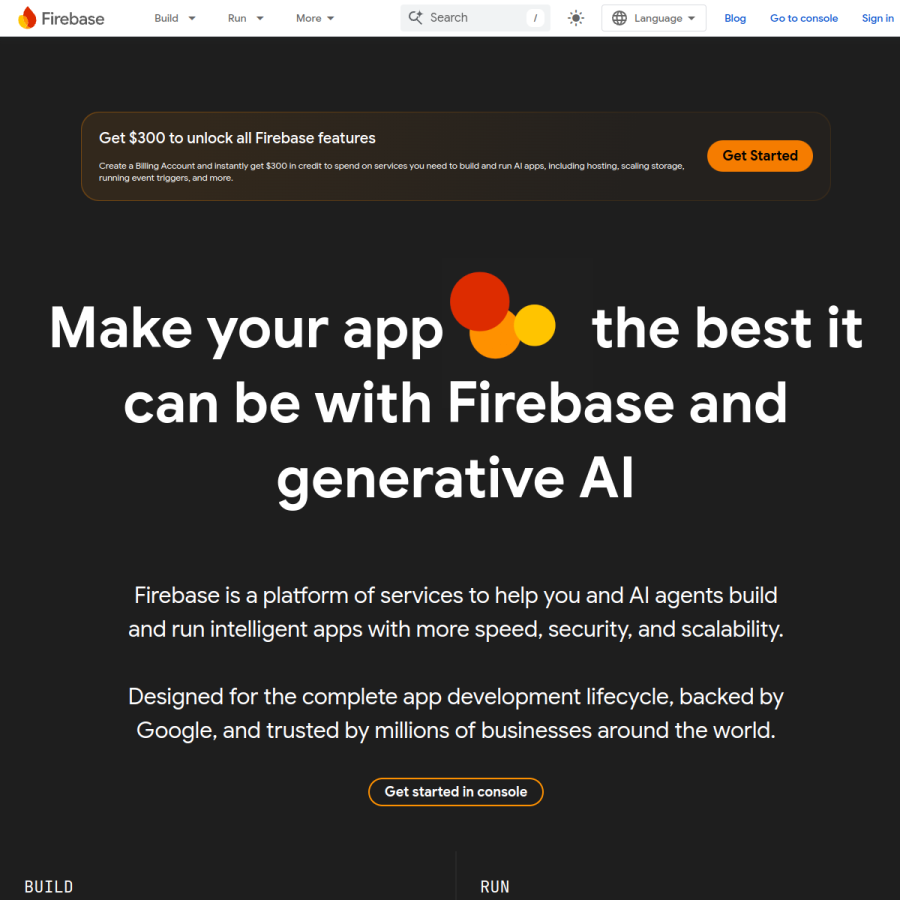 firebase.google.com homepage screenshot