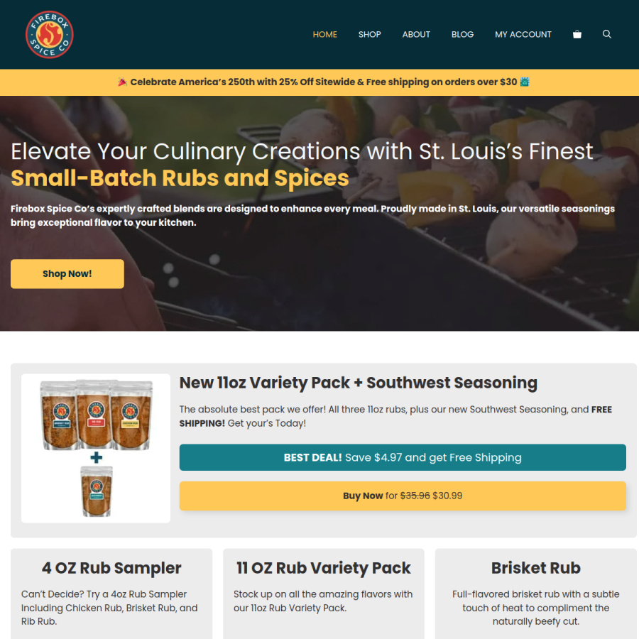 fireboxspice.co homepage screenshot