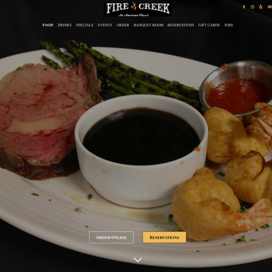 firecreekgrill.com homepage screenshot