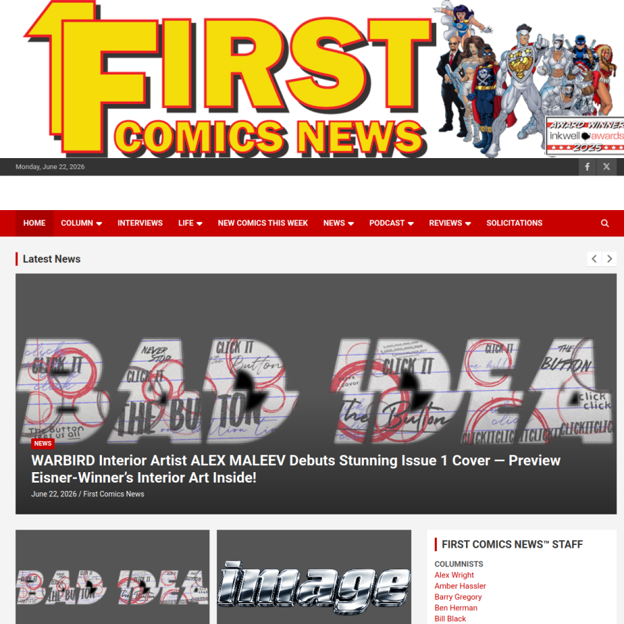 firstcomicsnews.com homepage screenshot